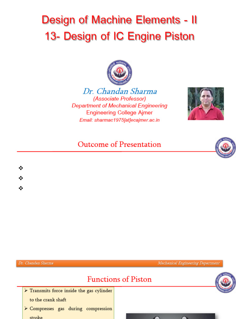 Lecture 13 - Design of IC Engine Piston | PDF | Piston | Internal ...