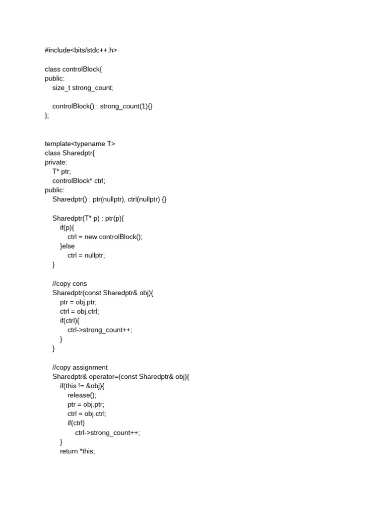 Shared Pointer Implementation | PDF