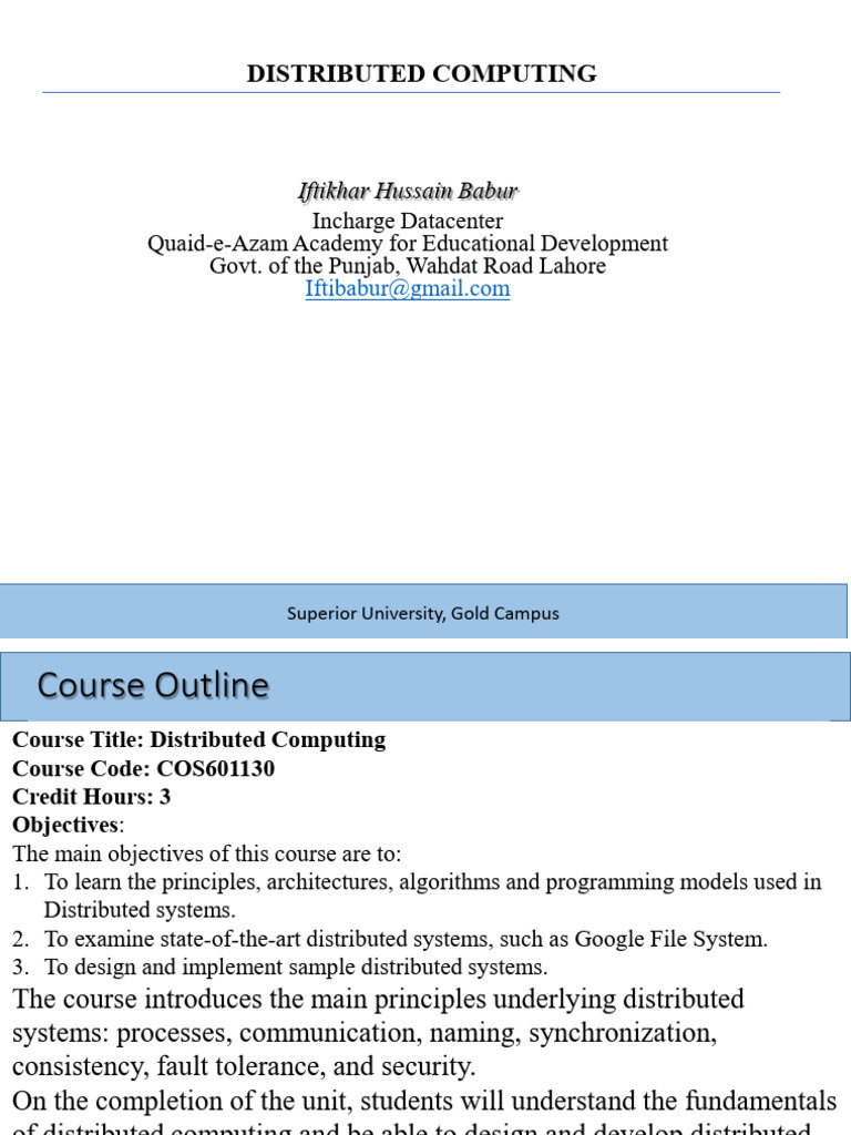 Lecture-1- Distributed Computing 300825 | PDF | Computer Network ...