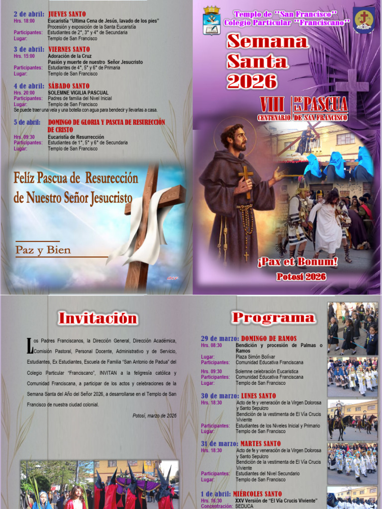 Programa Semana Santa CPF 2026 | PDF | Pascua de Resurrección ...
