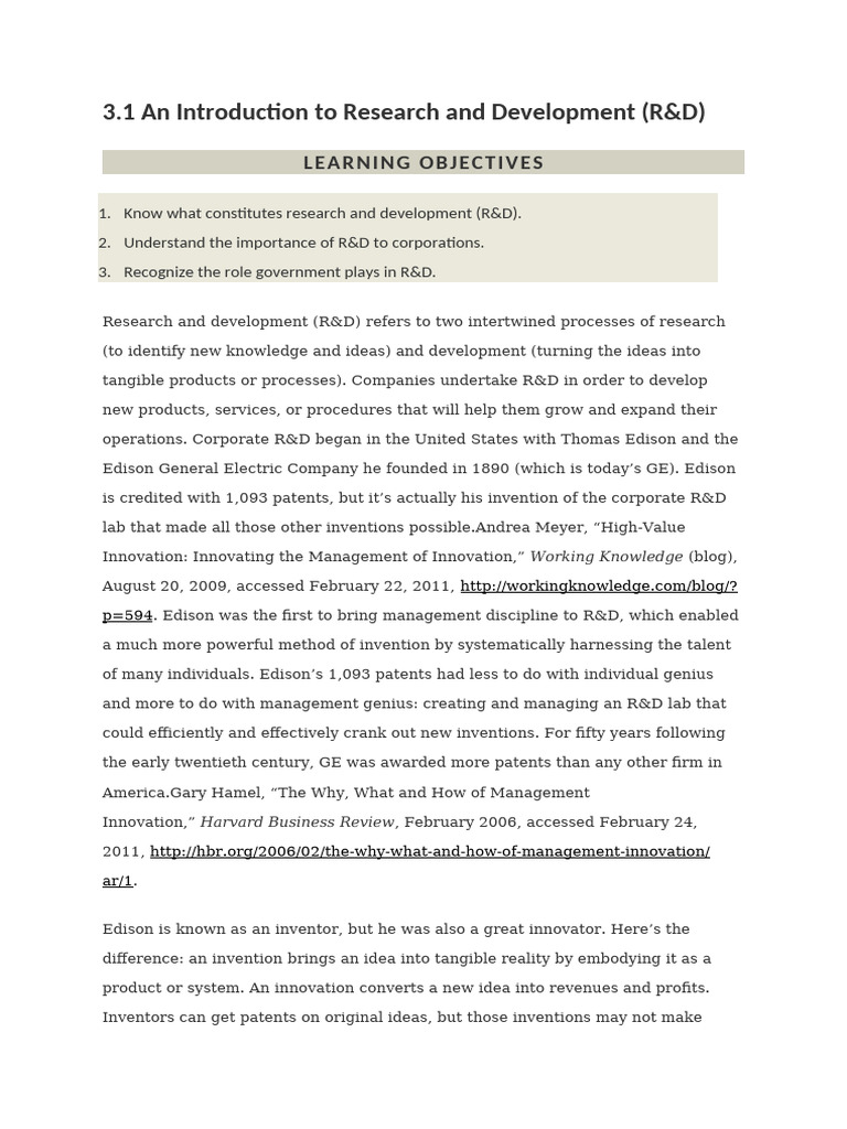 Research and Development | PDF