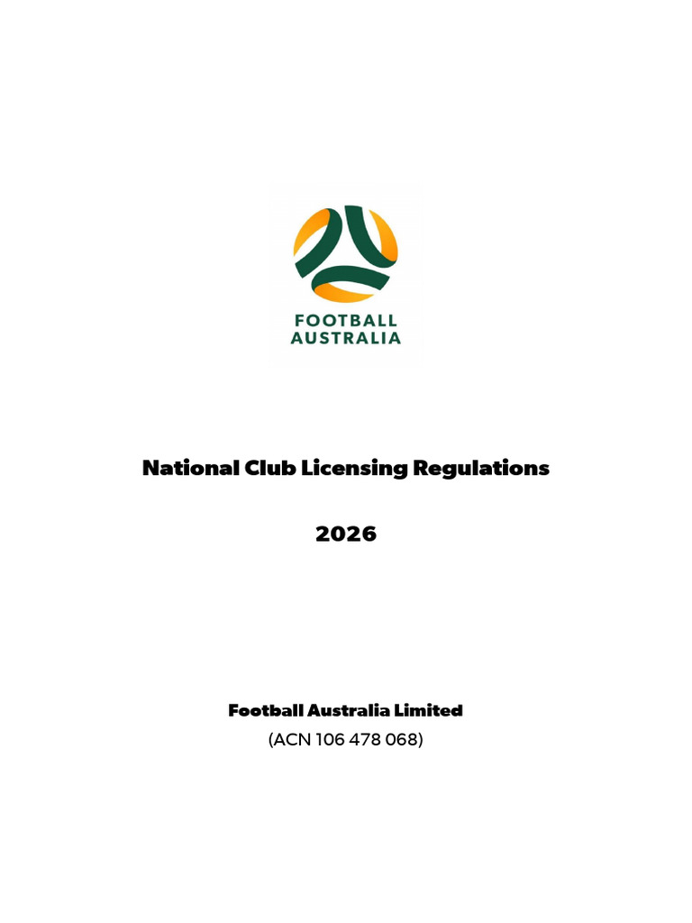 Football Australia Club Licensing Regulations 2026_0 | PDF | License ...