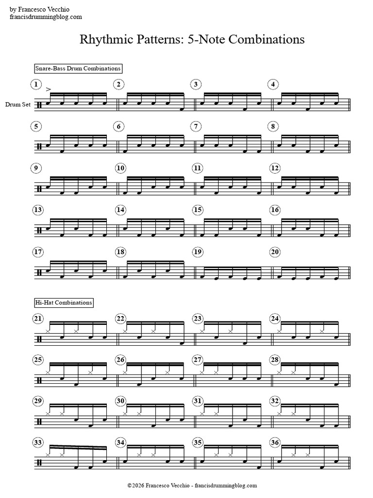 Rhythmic Patterns: 5-Note Combinations | PDF | Échecs