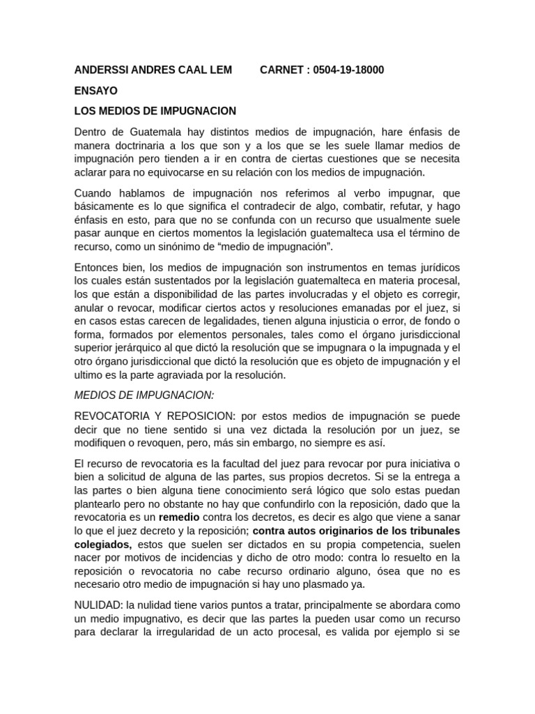 Medios de Impugnacion | PDF | Apelación | Sentencia (ley)