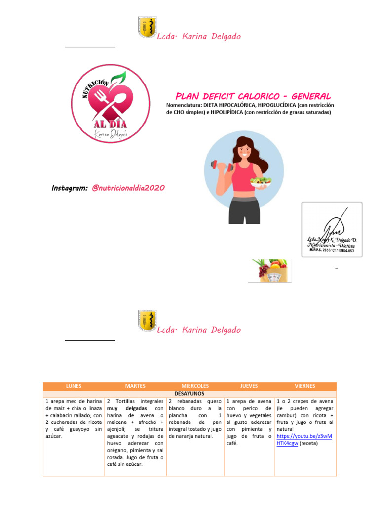 Plan General Deficit Calorico | PDF | ensalada | Dietético