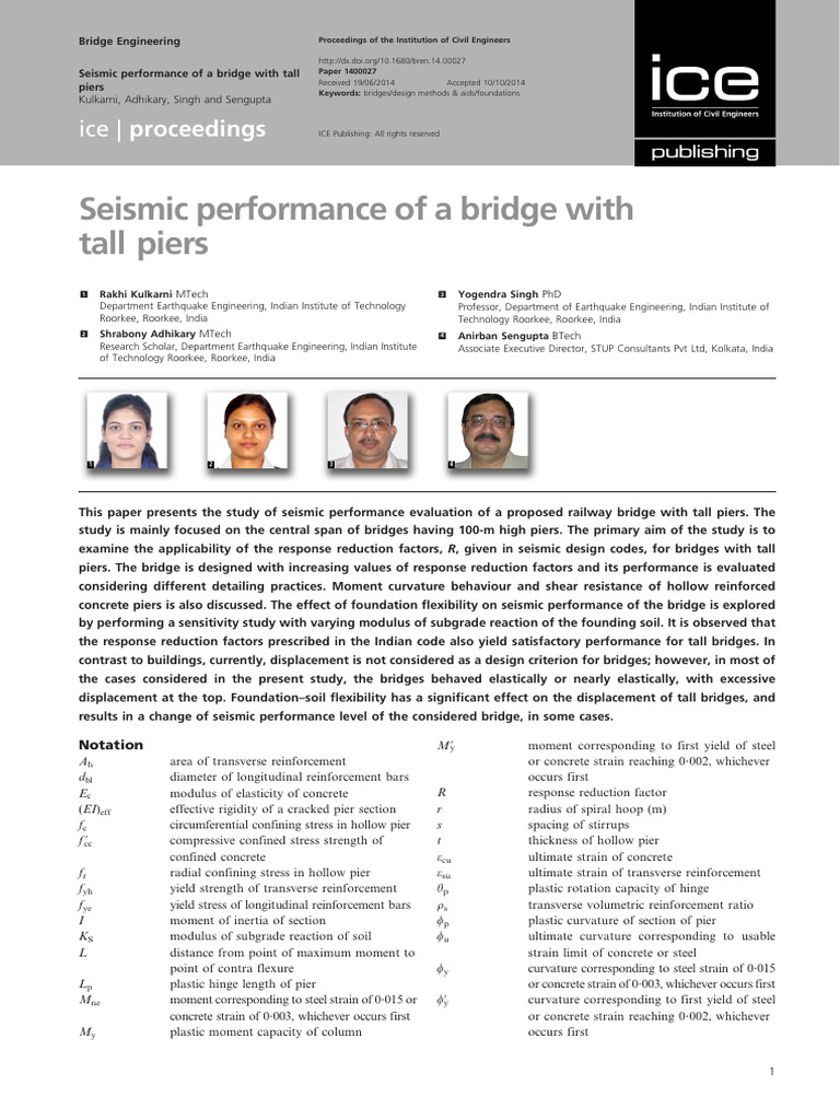 Seismic Performance of a Bridge With Tall Piers | PDF | Strength Of ...