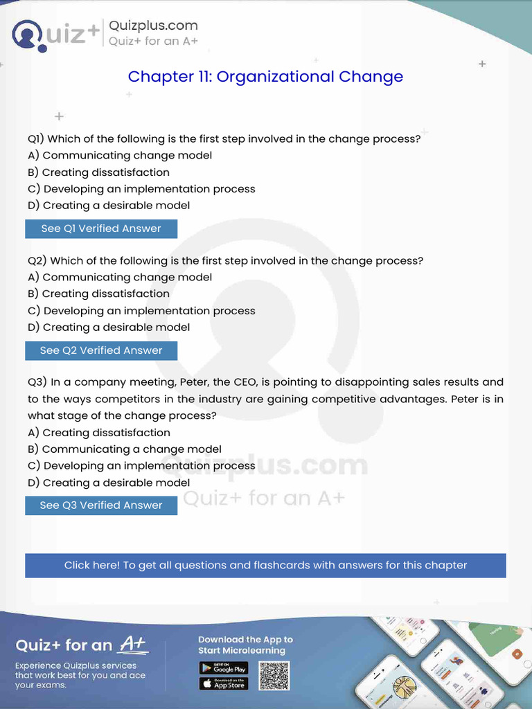 Which of the Following is the First Step Involved in the Change Process ...