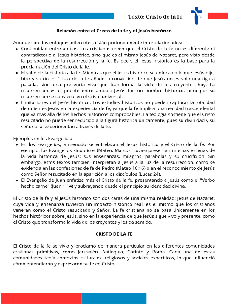 Lectura Cristo de la fe | PDF | Cristo (título) | eucaristía