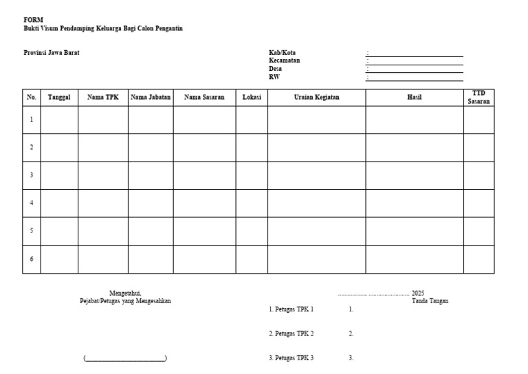 Form Visum Tpk Catin | PDF