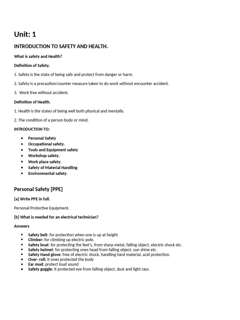 NOTE for Safety and Health (1) | PDF | Fires | Hazards