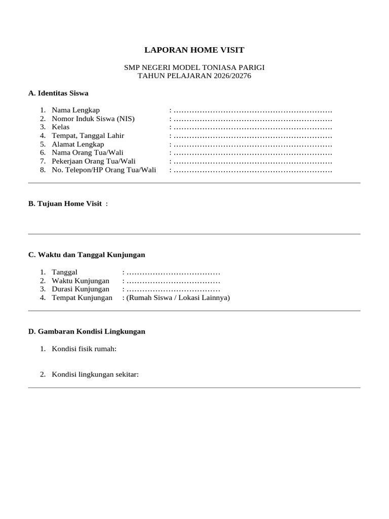 Laporan Home Visit | PDF