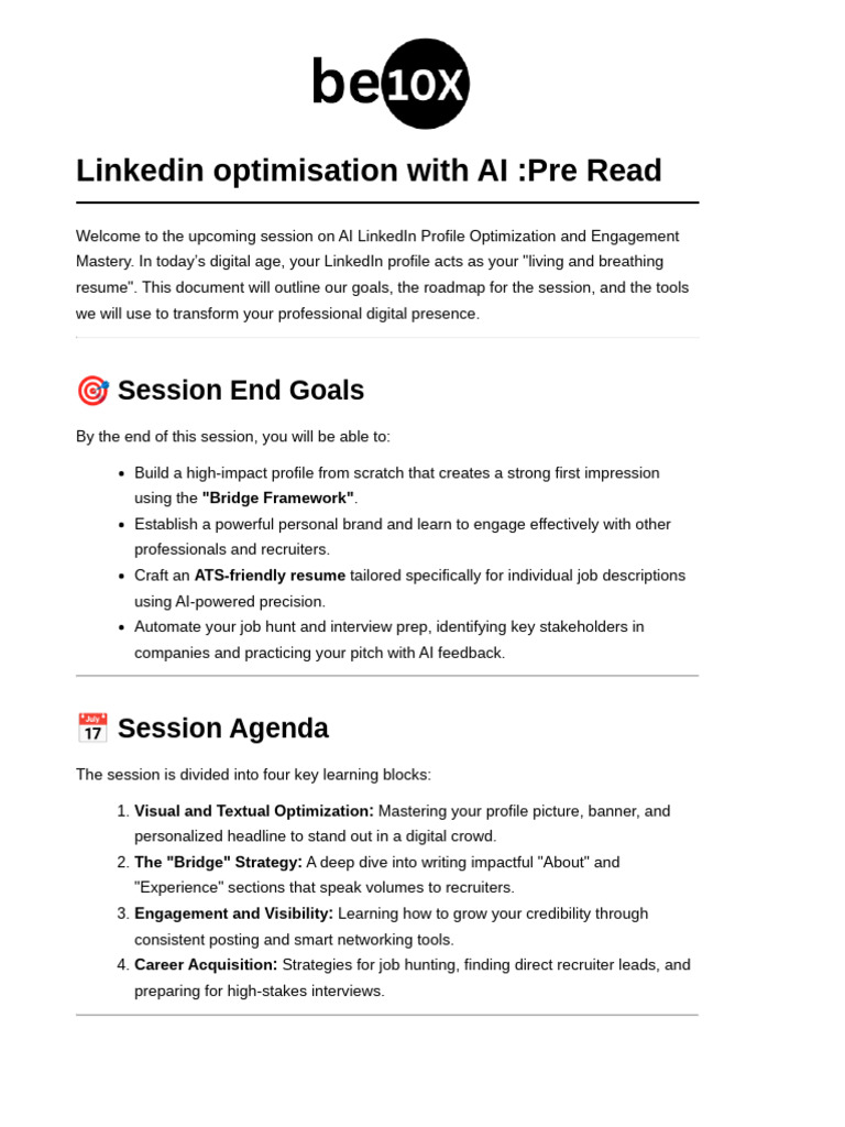 1. A. Pre_Read_Linkedin_optimisation_with_AI__C8 | PDF | Linked In | Résumé