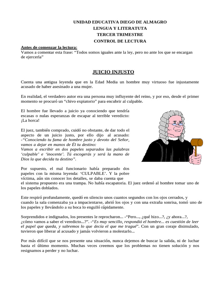 Un Juicio Injusto_lectura | PDF
