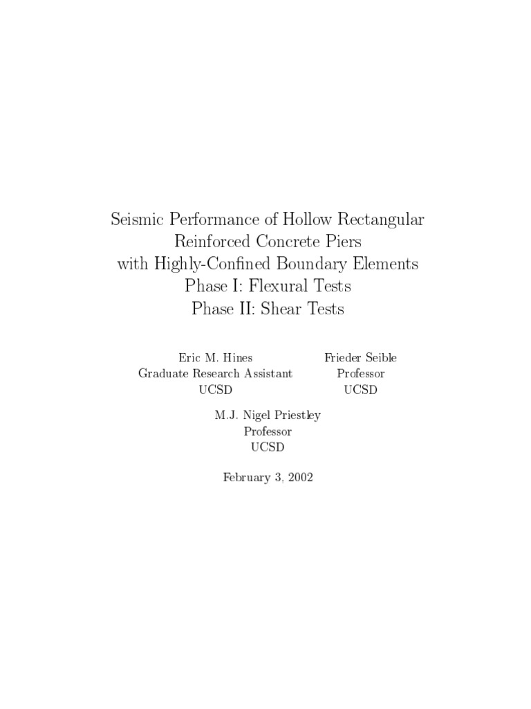 Seismic Performance of Hollow Rectangular Reinforced Concrete Piers ...