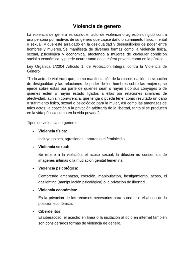 Violencia de Genero | PDF | La violencia contra las mujeres | Violencia