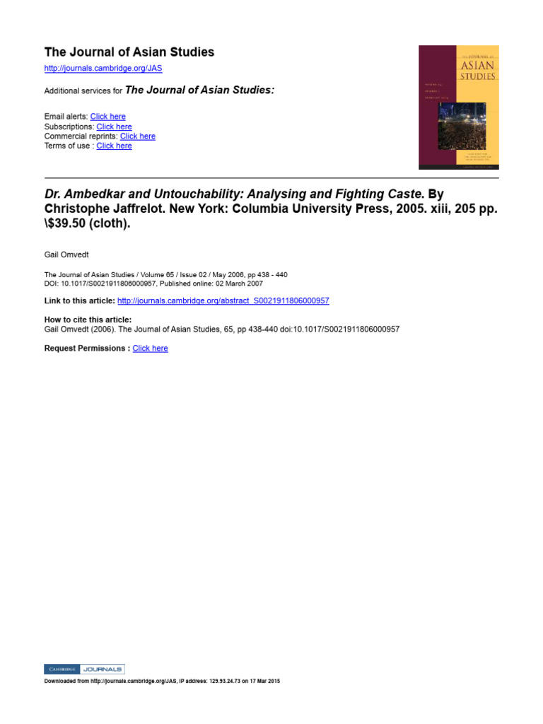 Dr Ambedkar and Untouchability Analysing | PDF | Marxism | Dalit