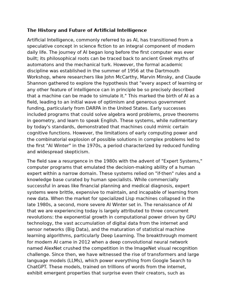 The History and Future of Artificial Intelligence | PDF | Artificial ...