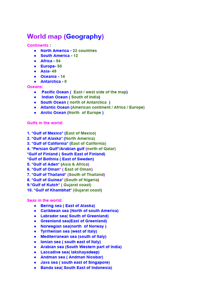 World map study with diagrams | PDF | Oceania | North America