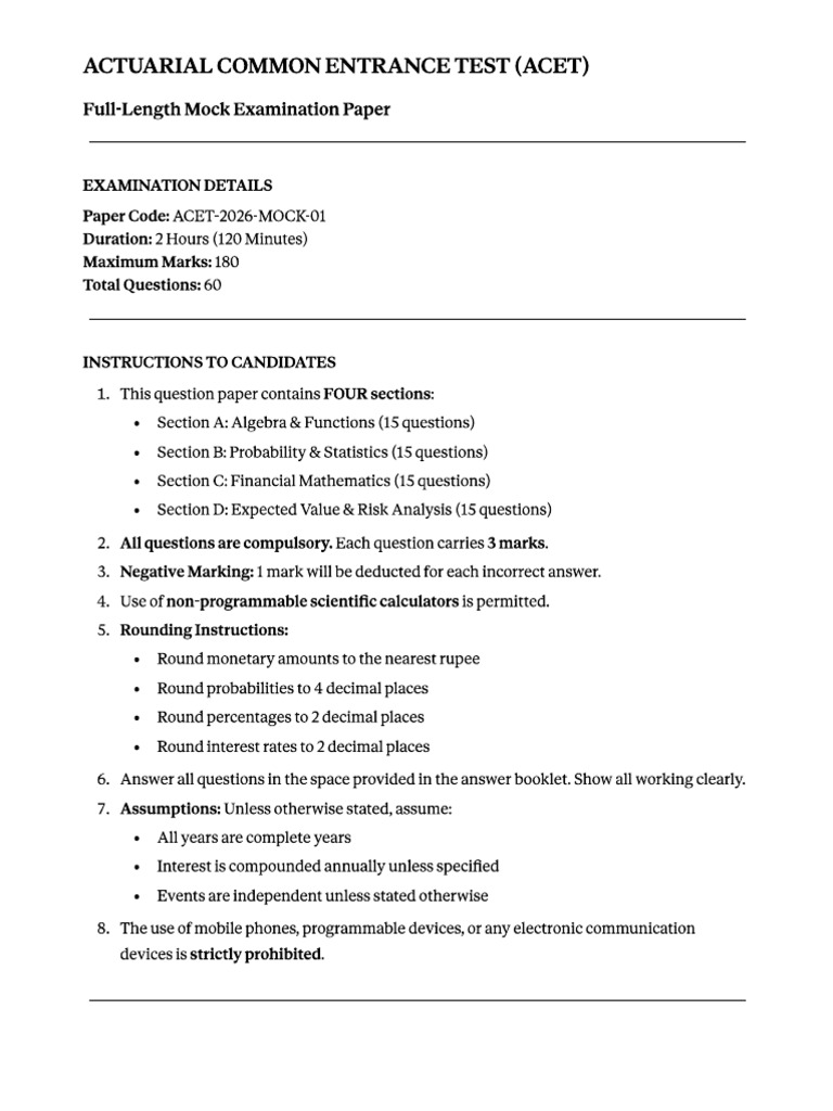 ACET Full Length Test | PDF