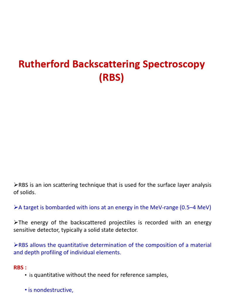 Rutherford Backscattering Spectroscopy RBS | PDF | Physical Sciences ...