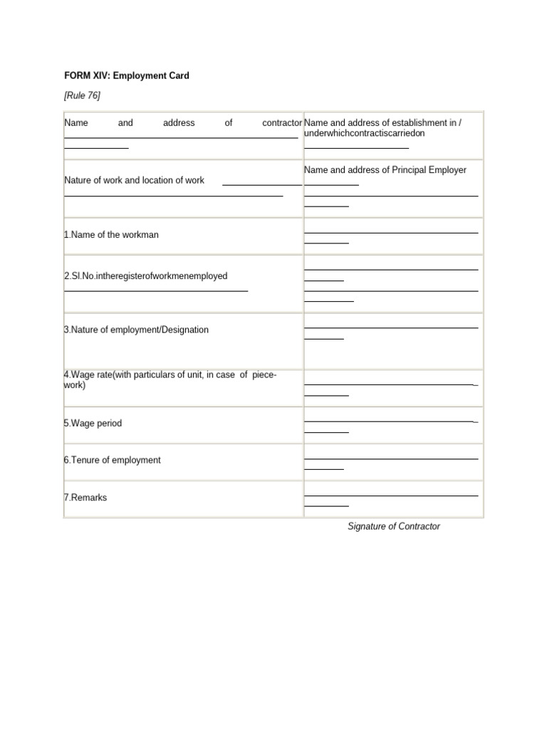 198 - ForM XIII Register of Workmen Employed by Contractor | PDF