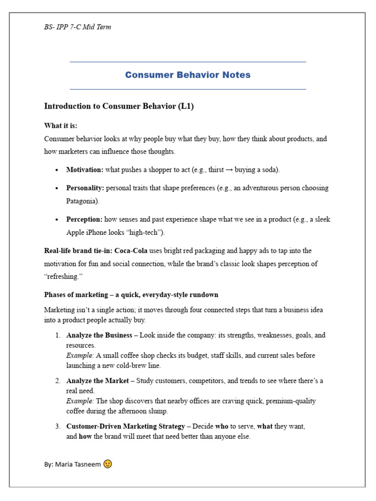 Consumer Behavior Note | PDF
