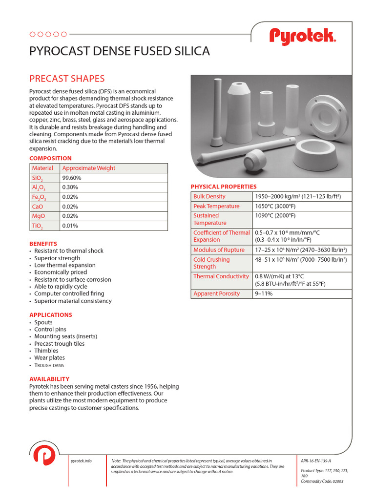 139 Pyrocast Dense Fused Silica En | PDF | Chemical Substances ...