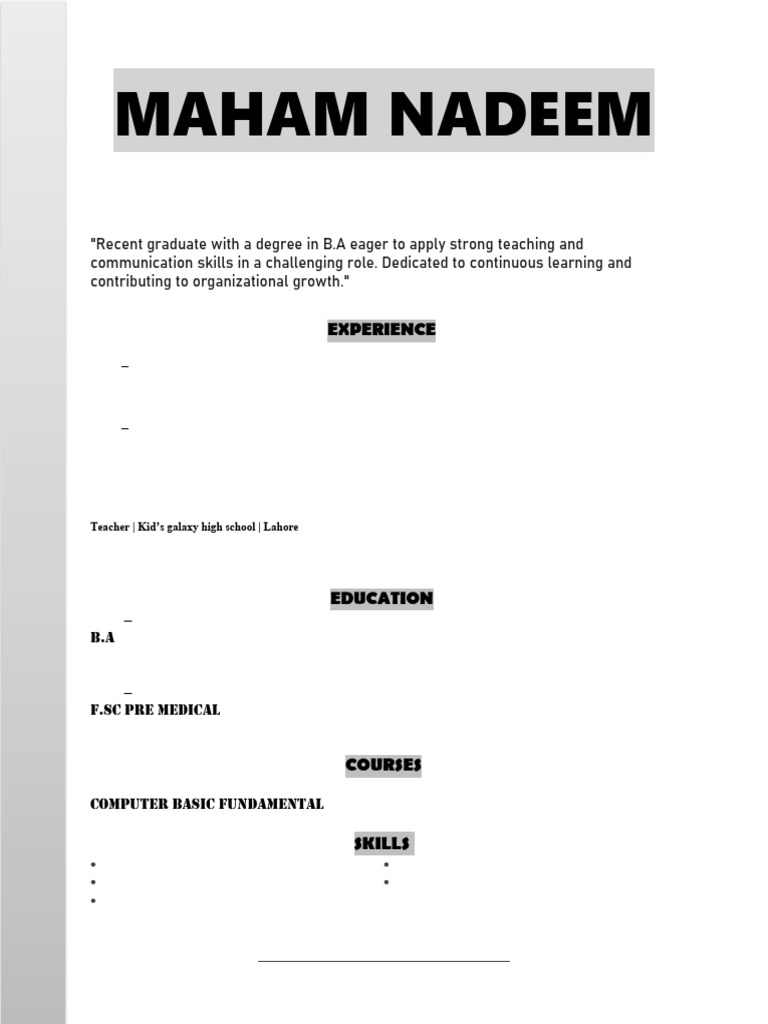 Maham Resume 044448 | PDF