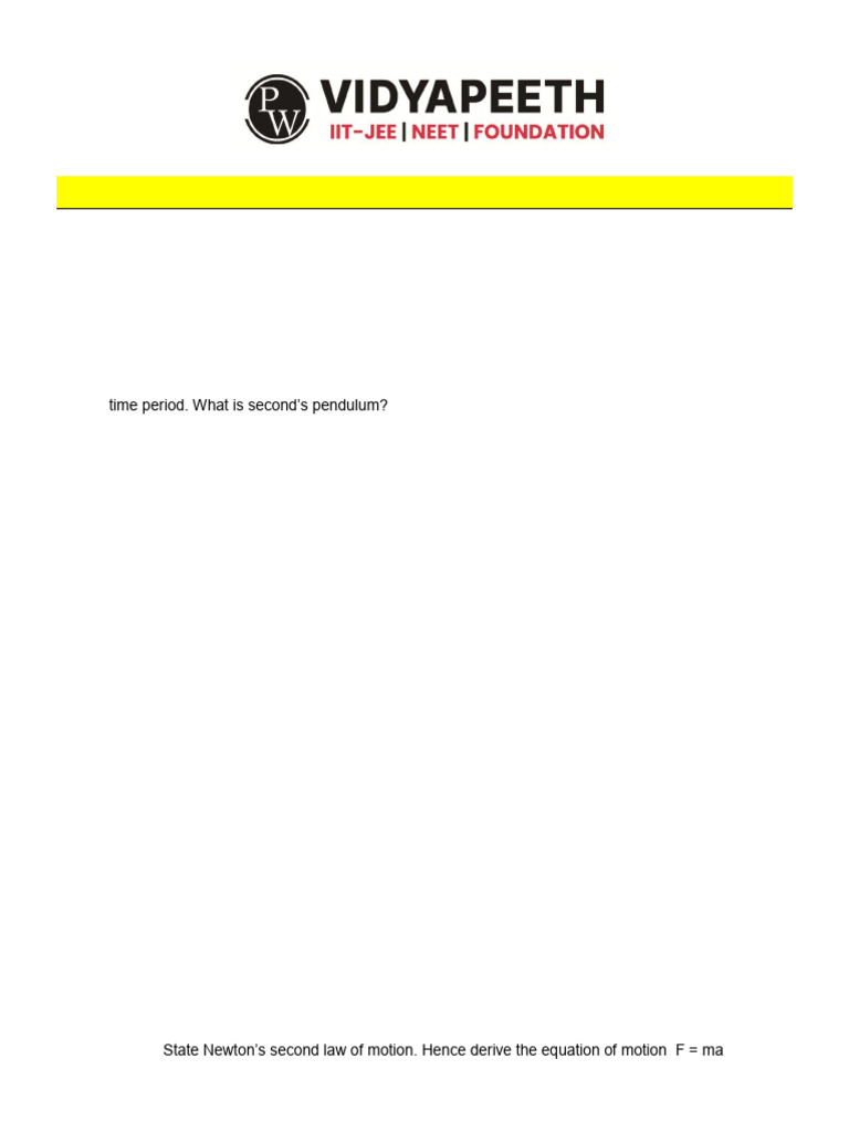 First Year Physics Imp_for | PDF | Velocity | Motion (Physics)