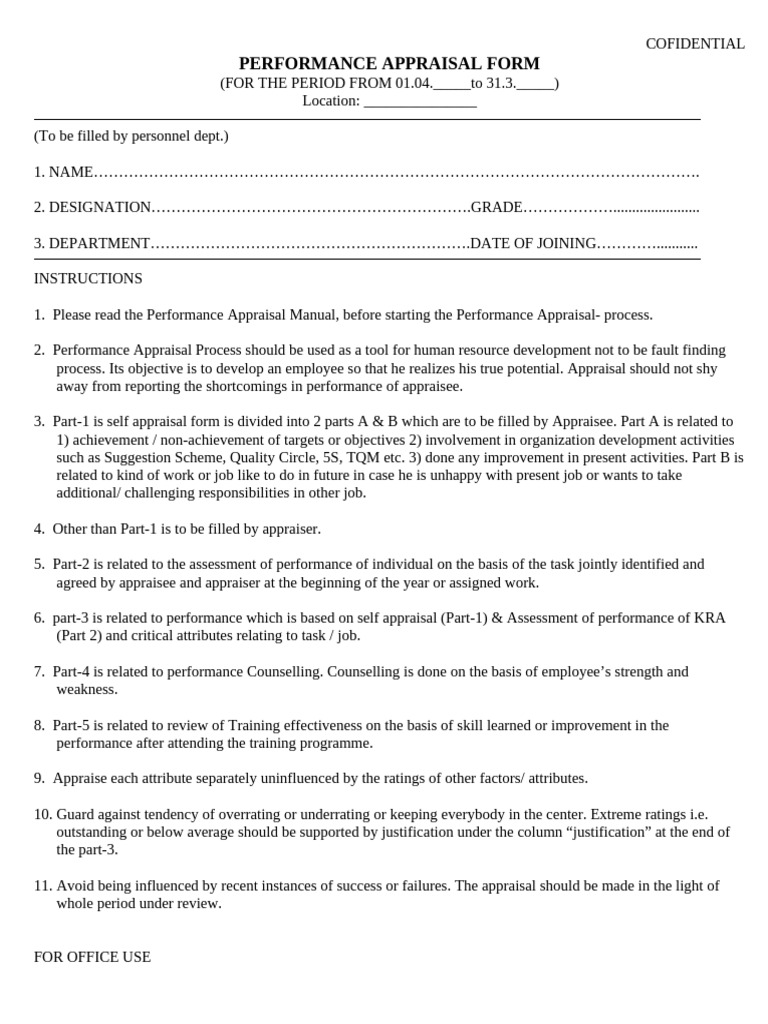 Performance Appraisal Form | PDF | Performance Appraisal | Cognition