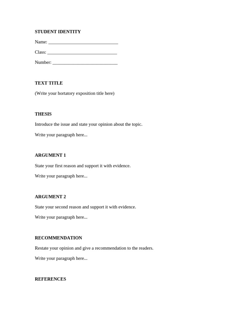 Hortatory Exposition Template | PDF