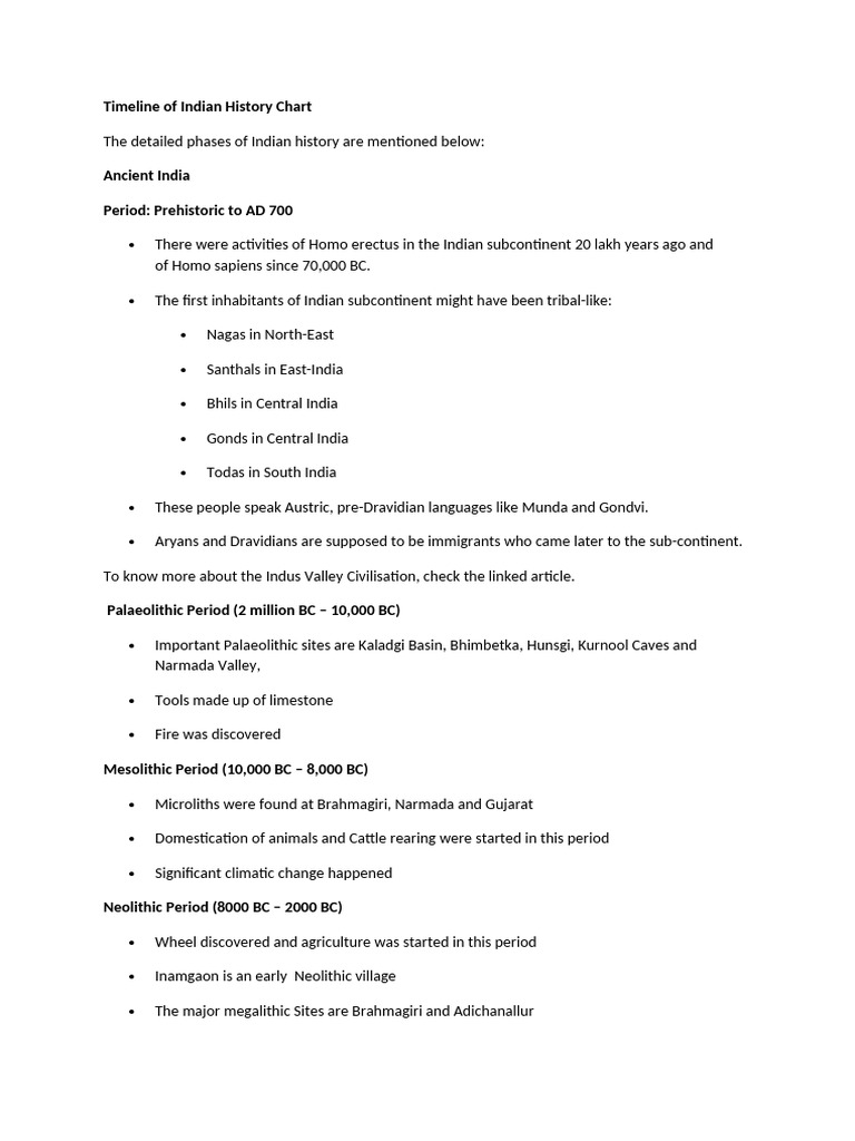 Timeline of Indian History Chart | PDF | South Asia