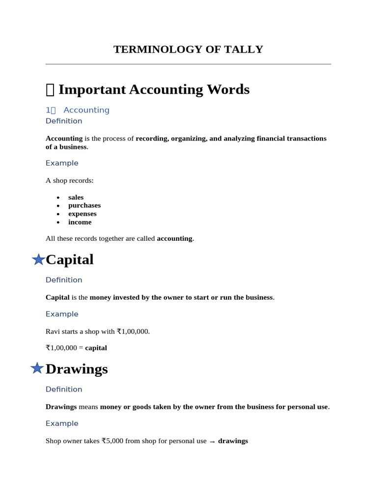 Terminology of Tally and Tally Notes | PDF | Debits And Credits | Economies