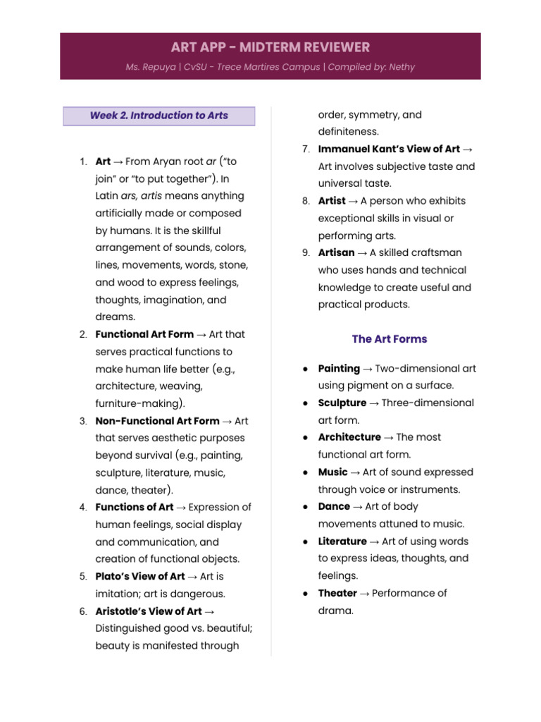 Art App Midterm Reviewer | PDF | Printmaking | Pastel