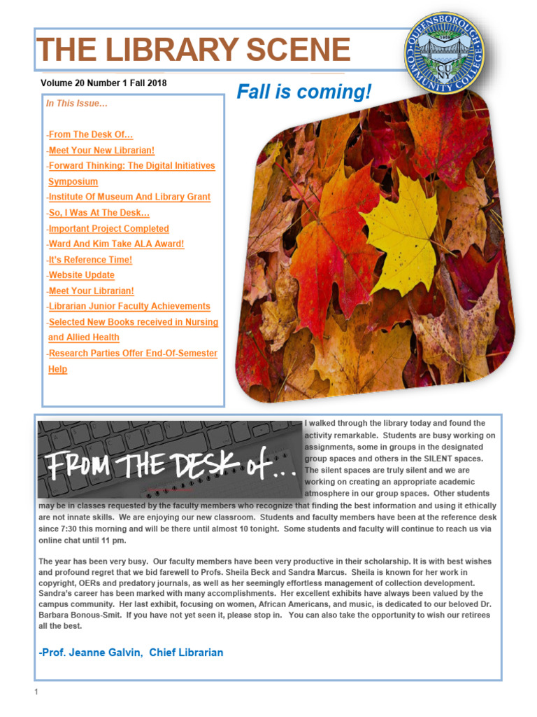 The Library Scene Fall 2018 | PDF | Information Literacy | Libraries