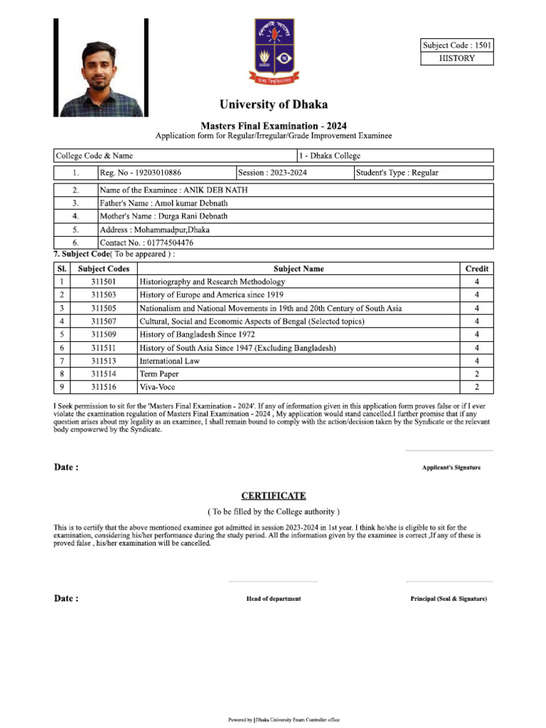 Master's Form | PDF