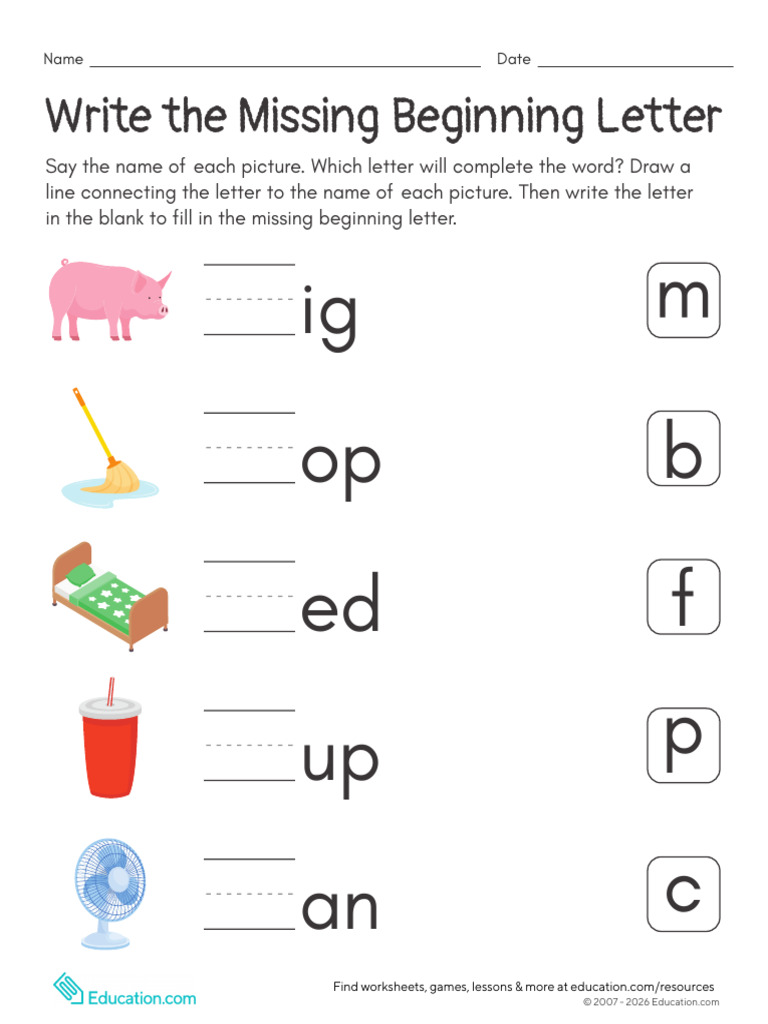Write the Missing Beginning Letter 2 | PDF