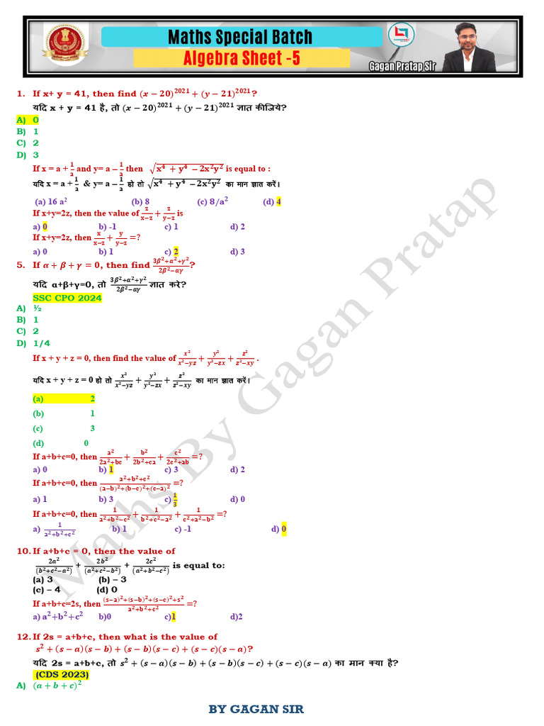 Algebra Sheet -5 462617 Crwill | PDF | Chess Theory | Chess Openings