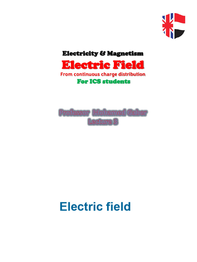 Electric Field Lect 3 Gaber , 2026 | PDF