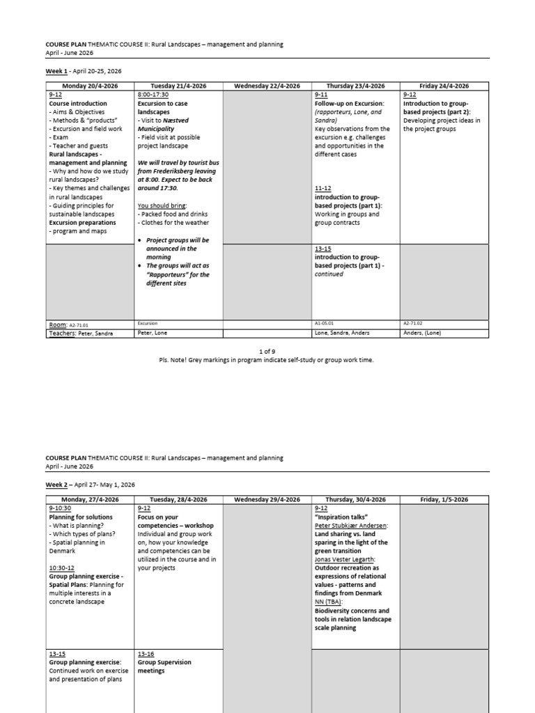 Thematic Course II Detailed Program Final 2026 | PDF