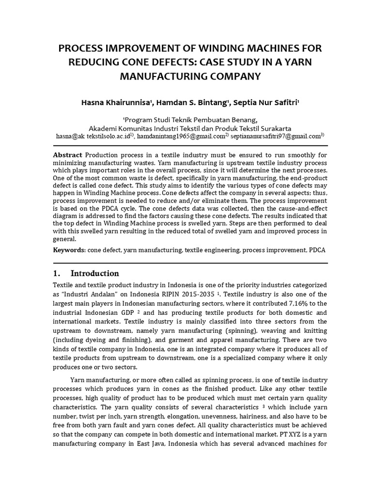 Process Improvement Winding Machine | PDF | Yarn