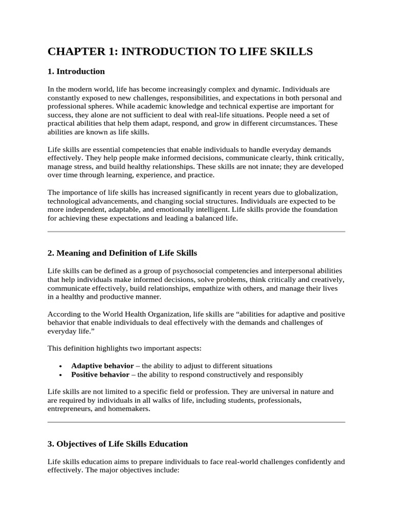 life skills 1 | PDF