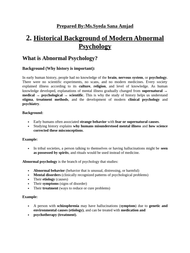 Historical Background of Abnormal Psychology | PDF | Mental Disorder ...