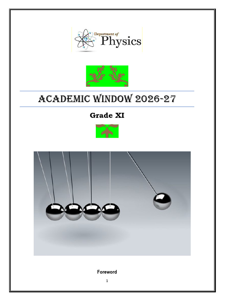 2026 2027 Class XI Physics Chapter 1 AW | PDF | Force | Acceleration