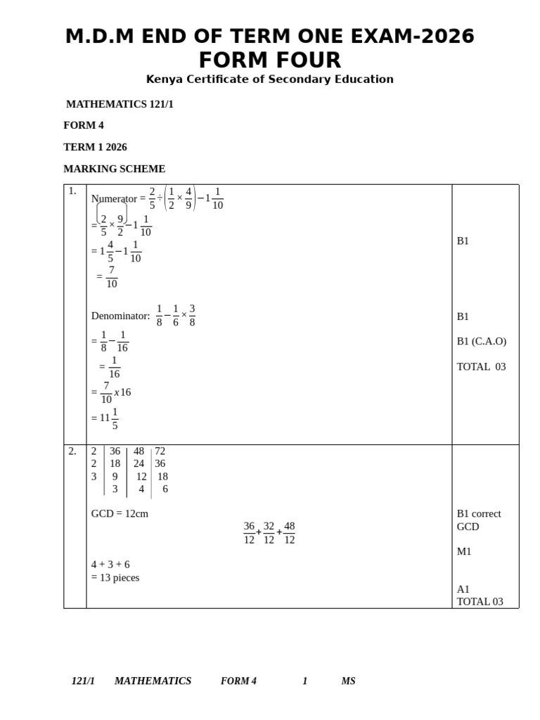 FORM 4 MATHS PAPER1 MARKING SCHEME | PDF | Chess Theory | Chess