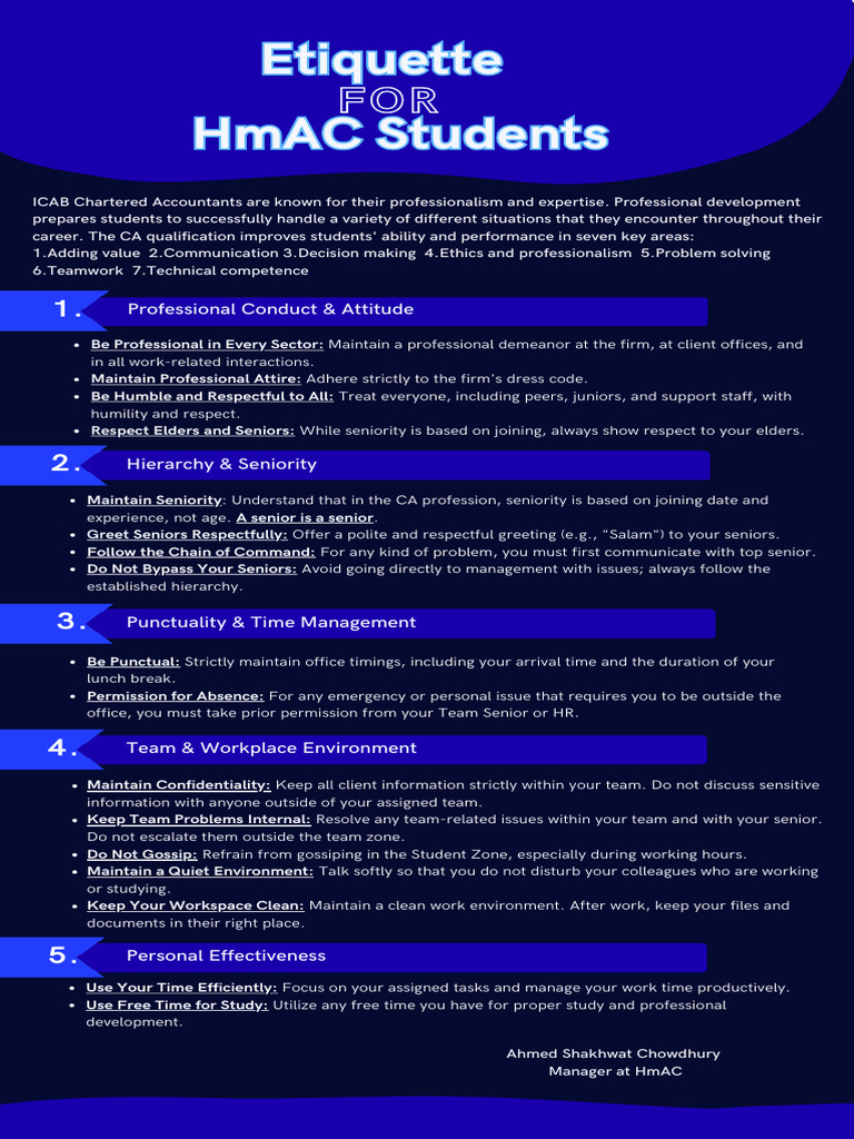 Etiquette for HmAC Students | PDF | Social Psychology