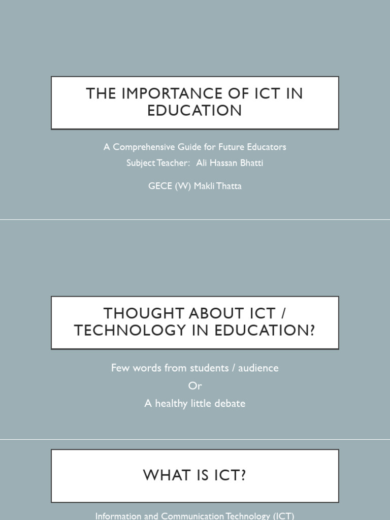 The Importance of ICT in Education | PDF