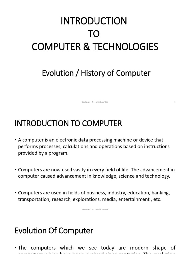 001 - Introduction & History of Computer | PDF | Calculator | Computer ...