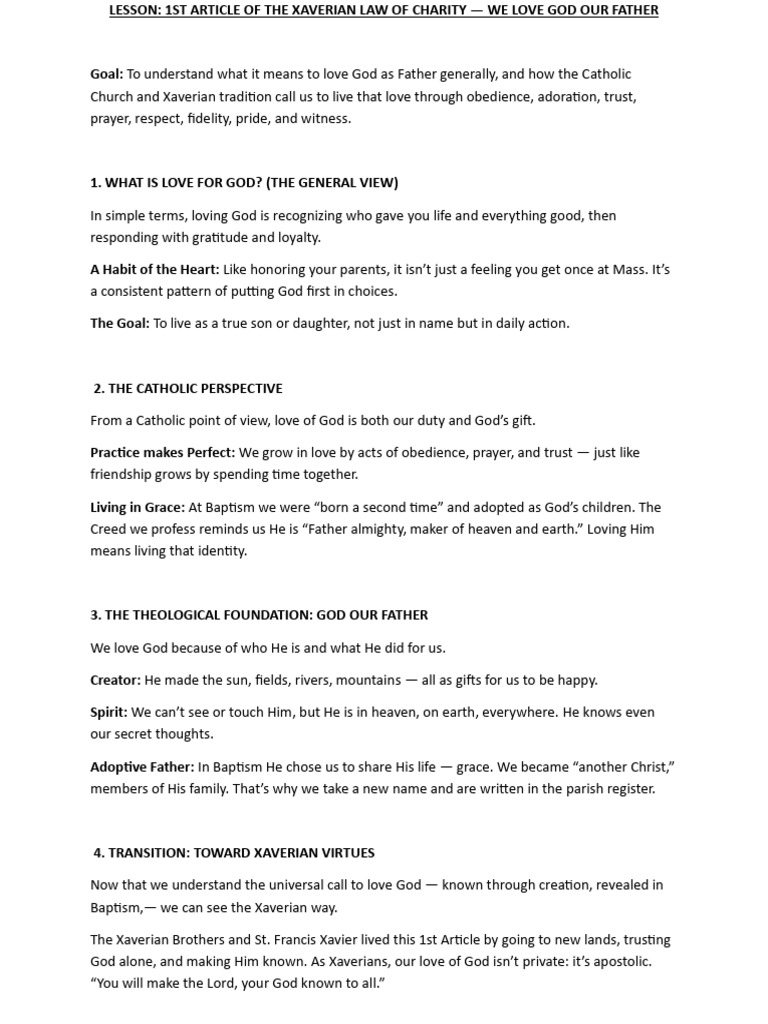 Articles of The Xaverian Law of Charity | PDF | God In Christianity | Jesus