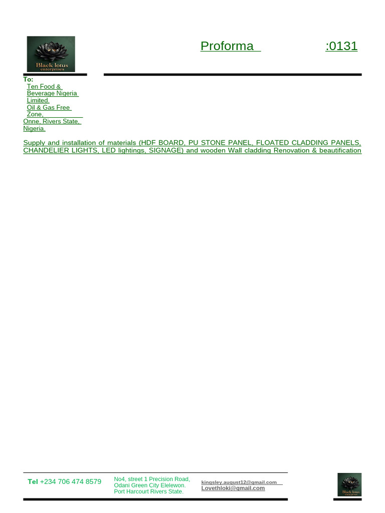 AMADI WALL CLADDING QUOTE & PROFORMA INVOICE77 | PDF